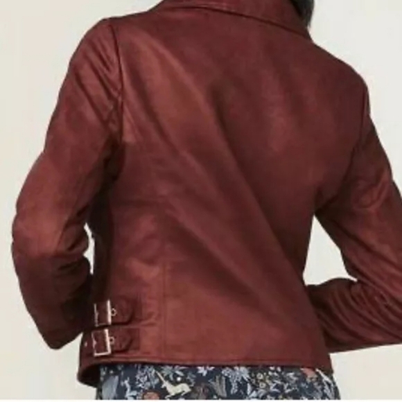 LC Lauren Conrad Runway collection Faux Suede Moto Jacket. Color Wine. Size 4 - Picture 3 of 15